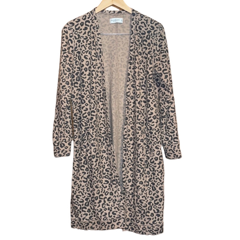 Abercrombie & Fitch Leopard Print Cardigan - Tan and Black